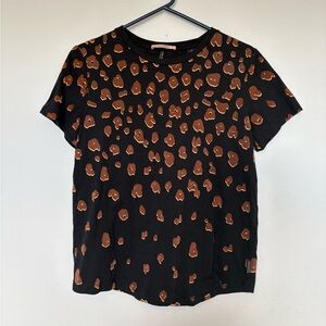 Scotch & Soda Black and Brown Cheetah Print  Short Sleeve Top